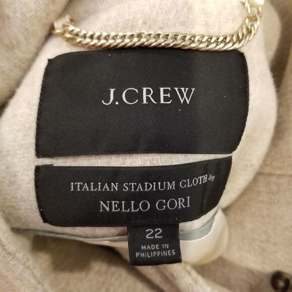 J.Crew Women Villa Coat  Italian Stadium Cloth Sz 22 Heather Sand Zip Up Zip Up - Picture 7 of 7